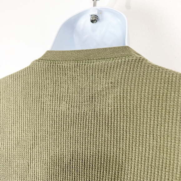 Quicksilver Green Waffle Knit Pullover Sweatshirt Thermal Sweater Men's Medium - Picture 10 of 10